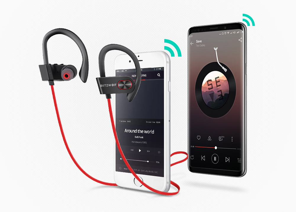 Спортни безжични слушалки BlitzWolf BW-BTS2 (Червено)