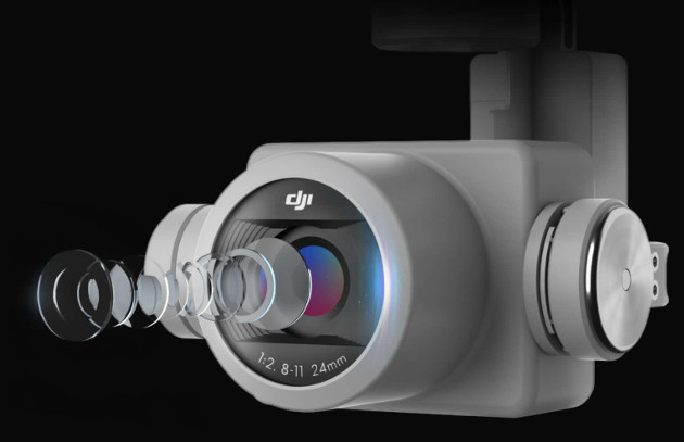 wizualizacja soczewek na kamerze w dronie DJI Phantom 